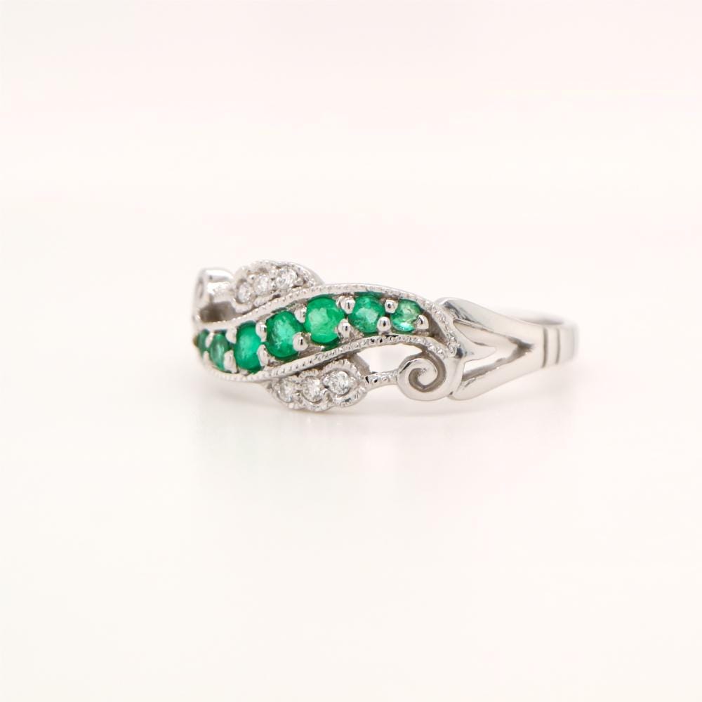 9ct White Gold, Emerald and Diamond Eternity Ring
