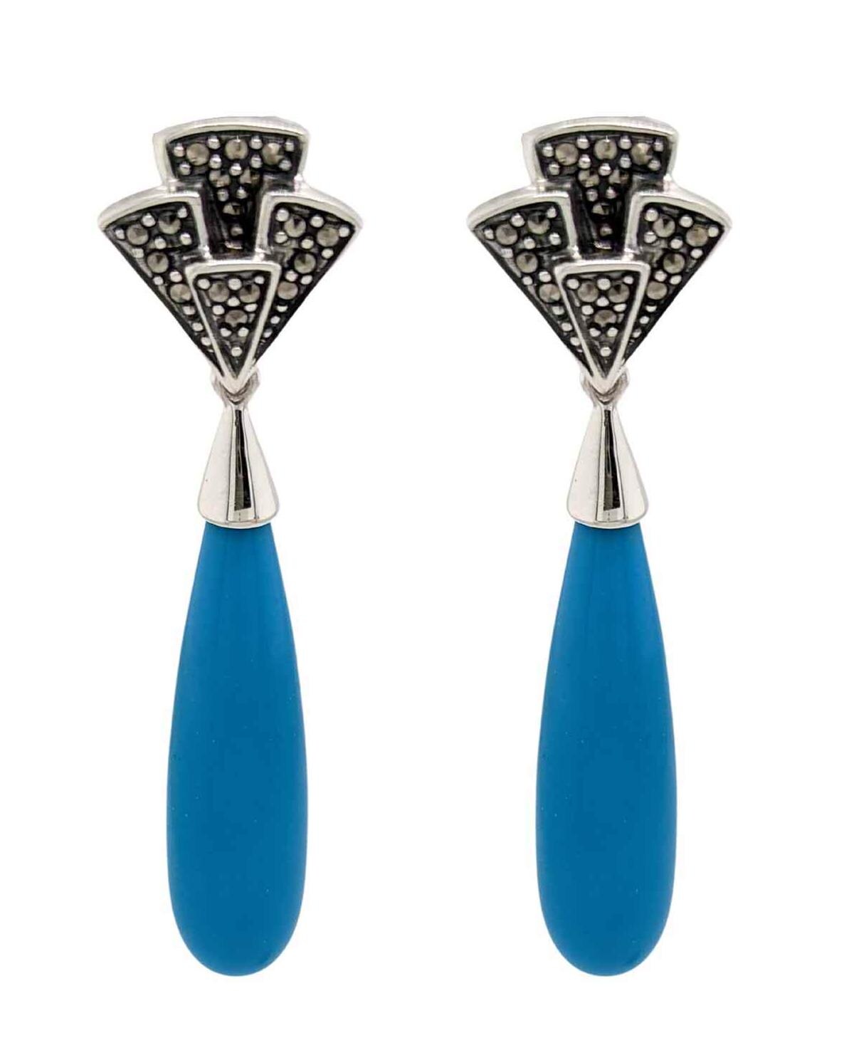 Marcasite and Gilson Turquoise Drop Earrings