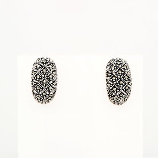 Scale Pattern Marcasite Earring in Silver