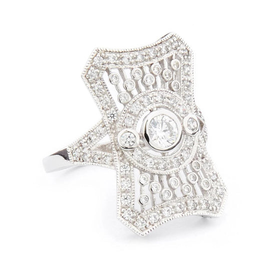 Art Deco  ring in cubic zirconia and Sterling silver, Vintage inspired jewellery, Vintage ring