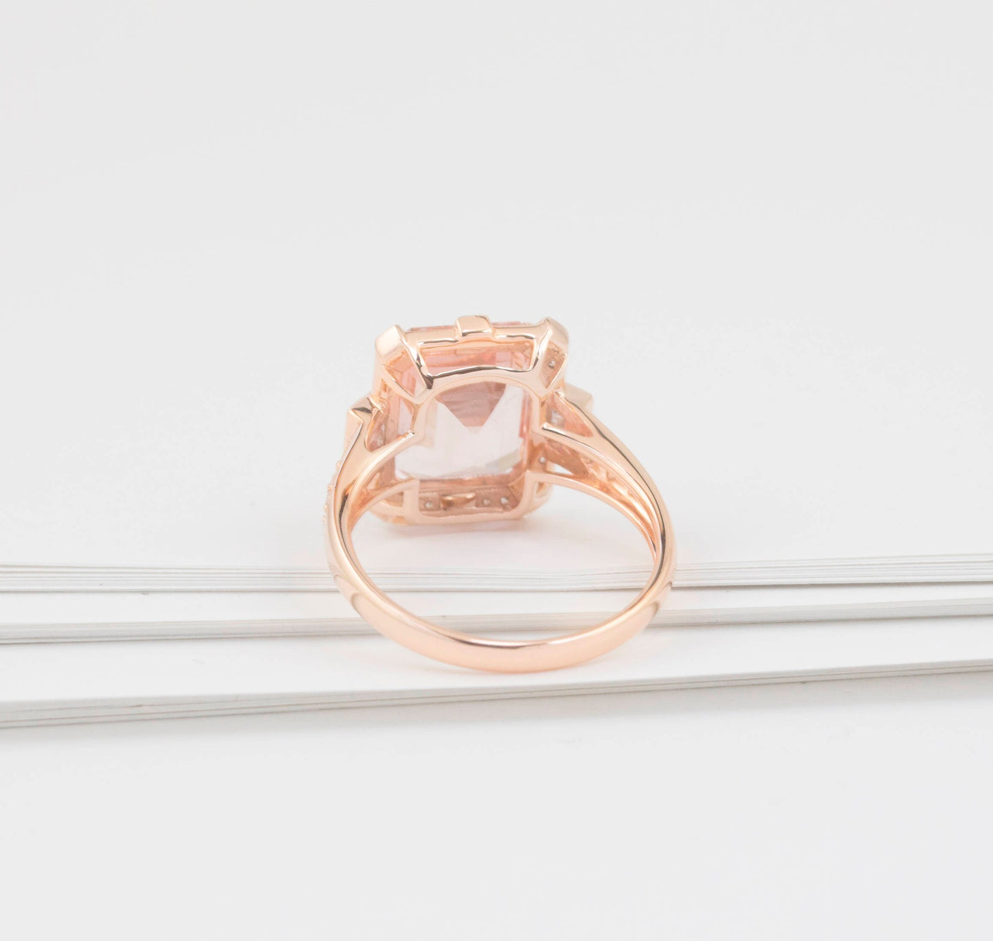 Art Deco vintage Morganite ring, Rose gold  diamond ring,  Art deco vintage ring, Rose gold engagement ring, Rose gold wedding ring,