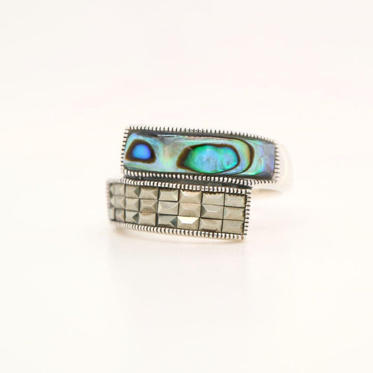 Abalone Shell and Marcasite Ring in Silver