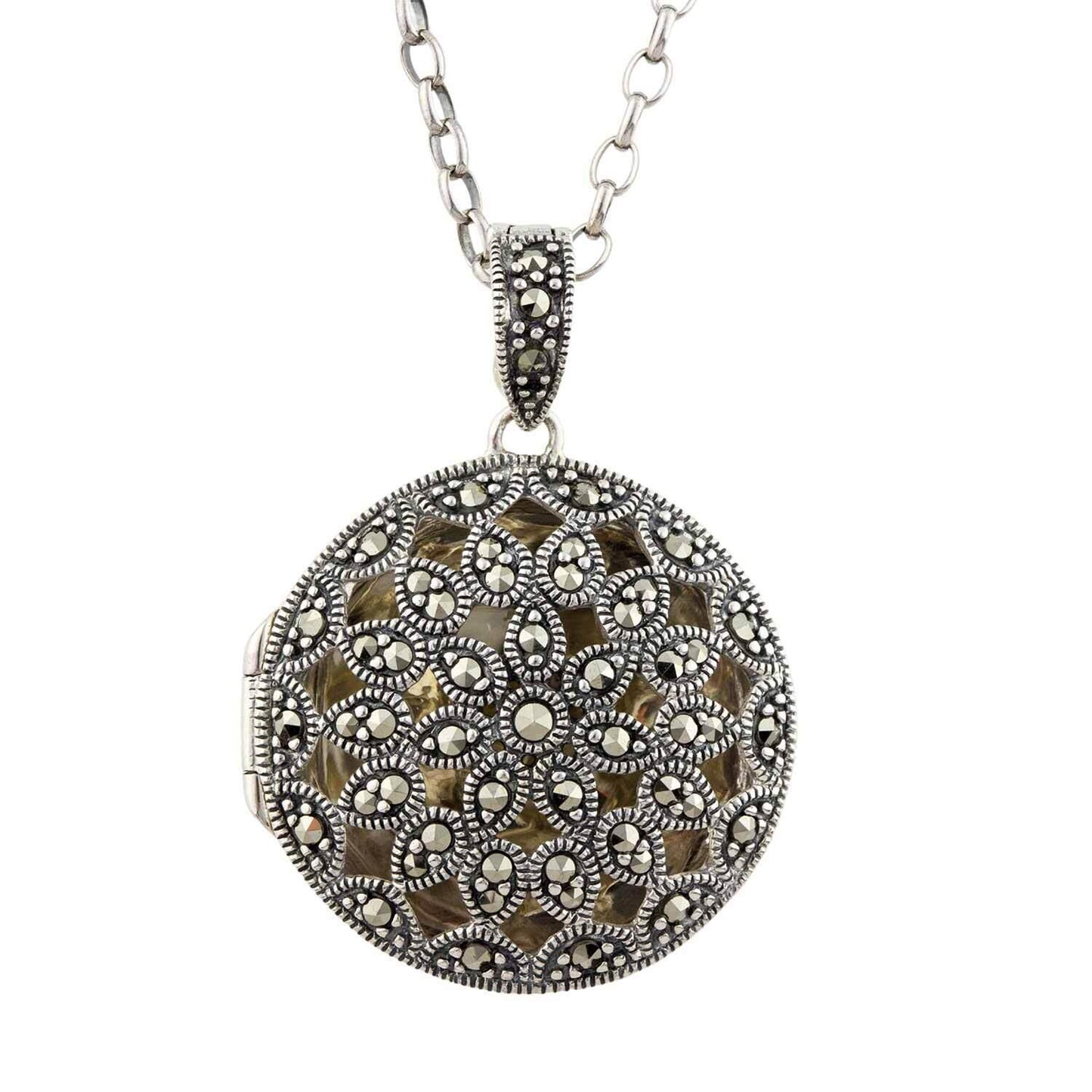 Art Nouveau Locket in Marcasite and Sterling Silver