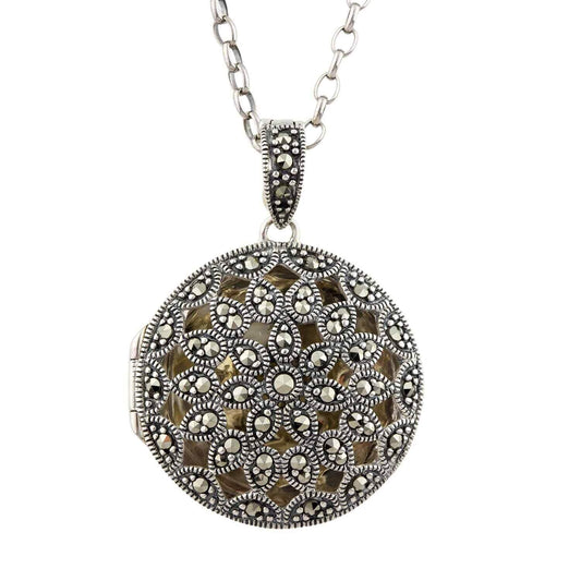 Art Nouveau Locket in Marcasite and Sterling Silver
