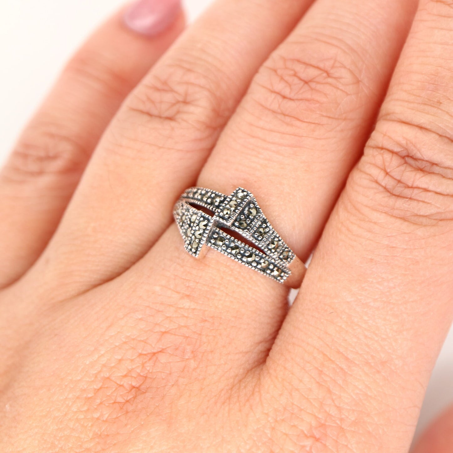 Marcasite Dual Band Ring in Silver