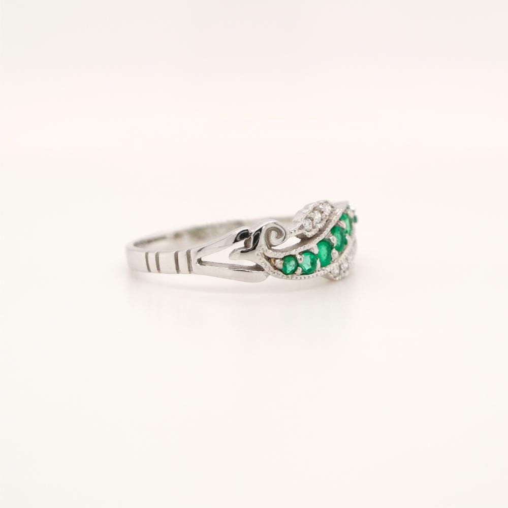 9ct White Gold, Emerald and Diamond Eternity Ring