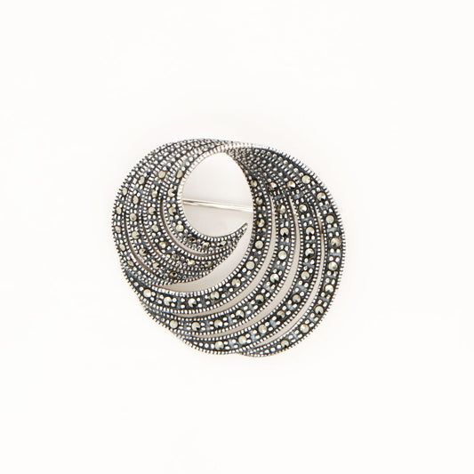 Multiband Marcasite Brooch in Silver