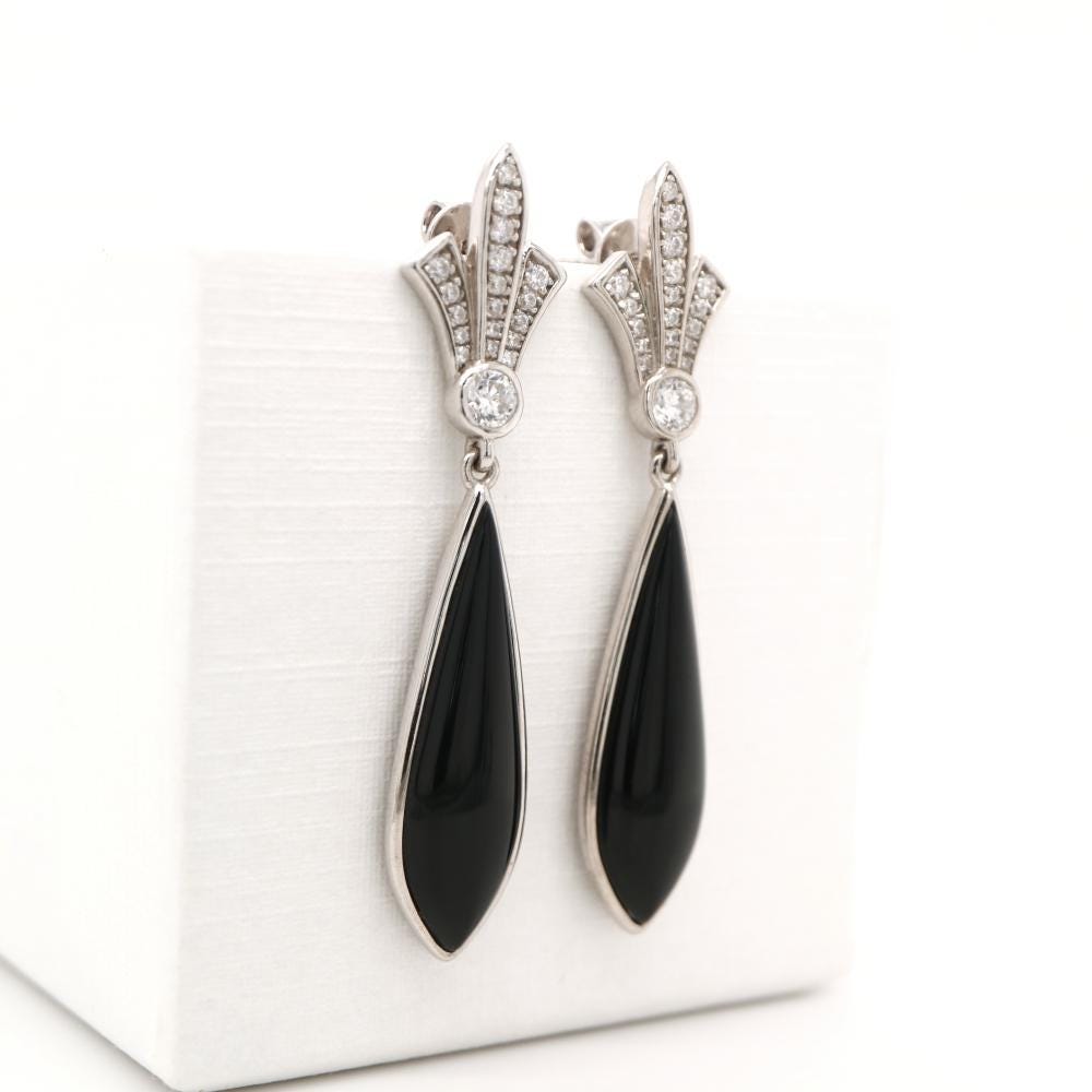 Art Deco Onyx Drop Earrings, Custom made jewelry