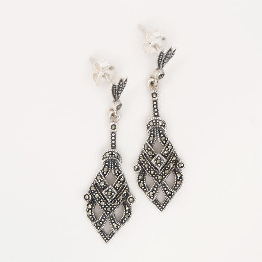 Art Deco Earrings in Marcasite and Sterling Silver