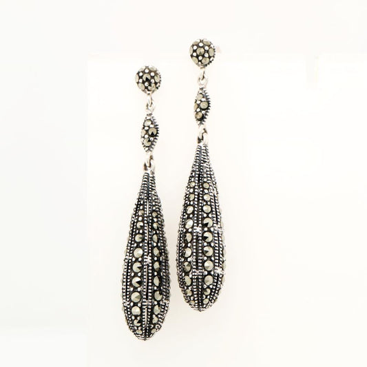 Art Deco Marcasite Earrings in Sterling Silver