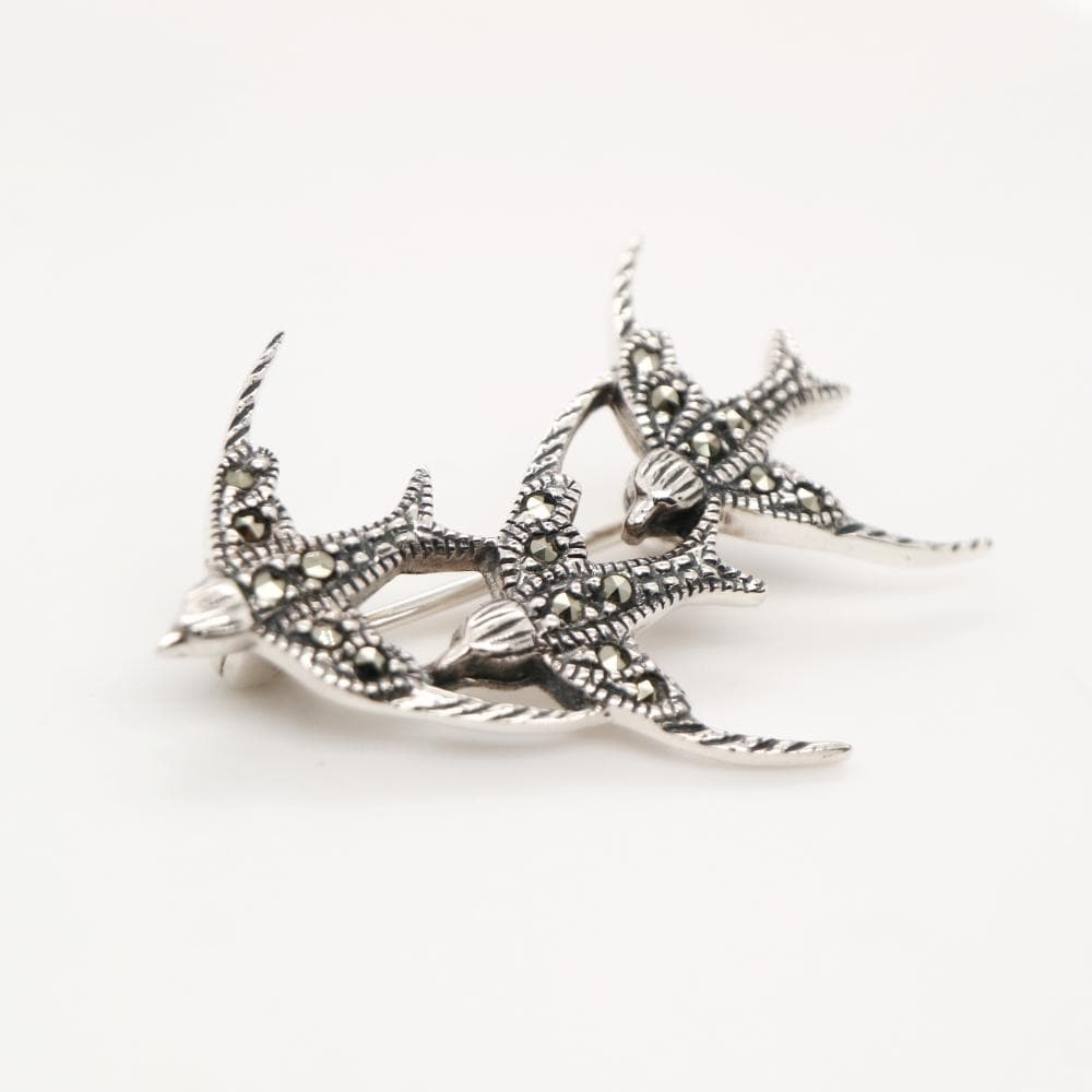 Sparrow Brooch in Marcasite and Sterling Silver