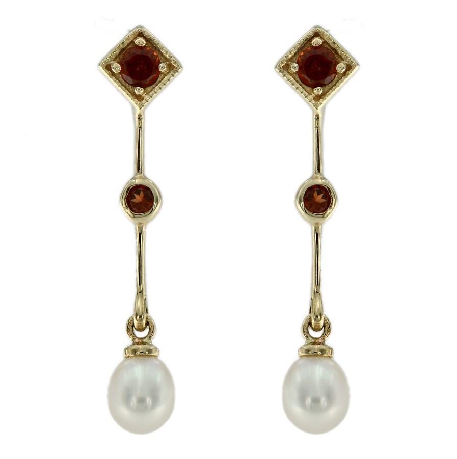 Pearl and Gemstone Dangle Earrings