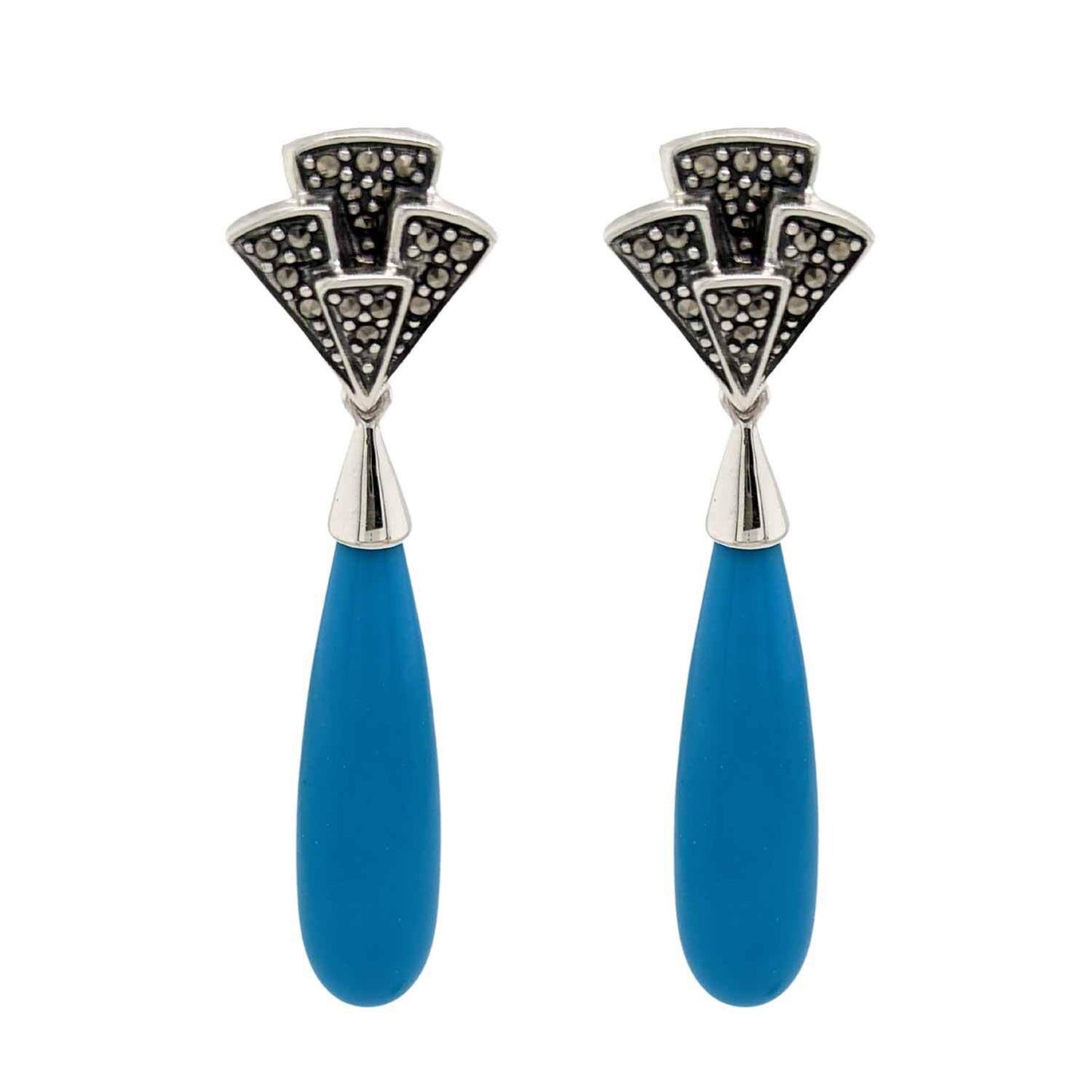 Marcasite and Gilson Turquoise Drop Earrings