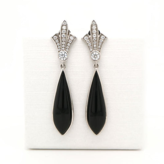 Art Deco Onyx Drop Earrings, Custom made jewelry