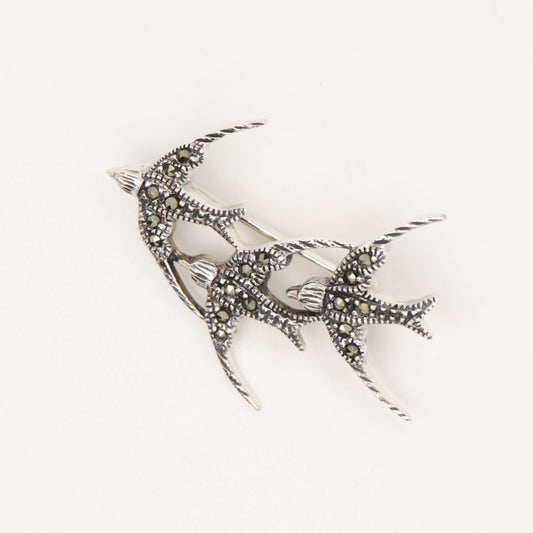 Sparrow Brooch in Marcasite and Sterling Silver