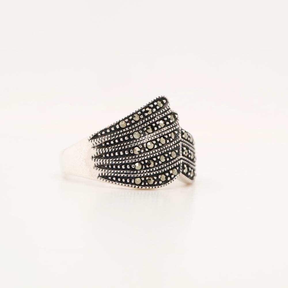 Marcasite and Silver Banded Ring