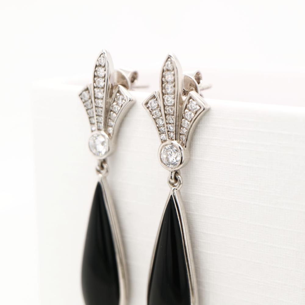 Art Deco Onyx Drop Earrings, Custom made jewelry