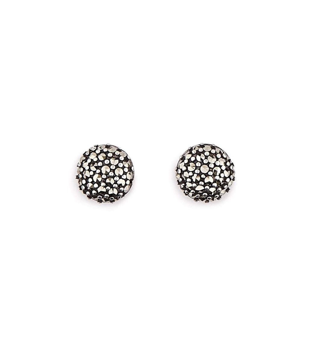 Round Stud Earrings in Marcasite and Sterling Silver