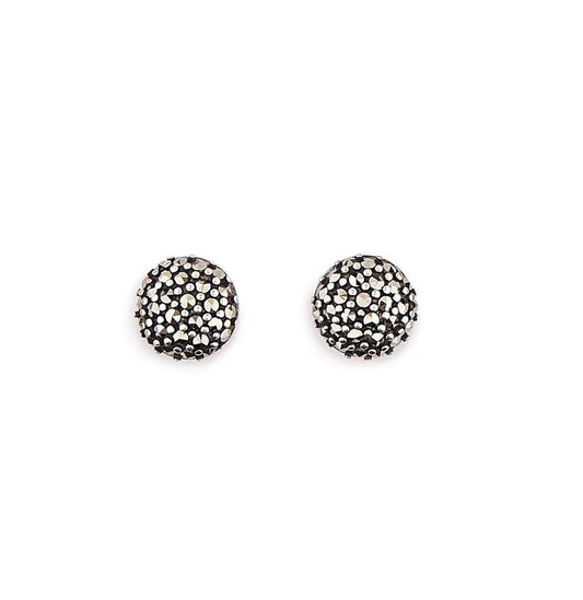 Round Stud Earrings in Marcasite and Sterling Silver