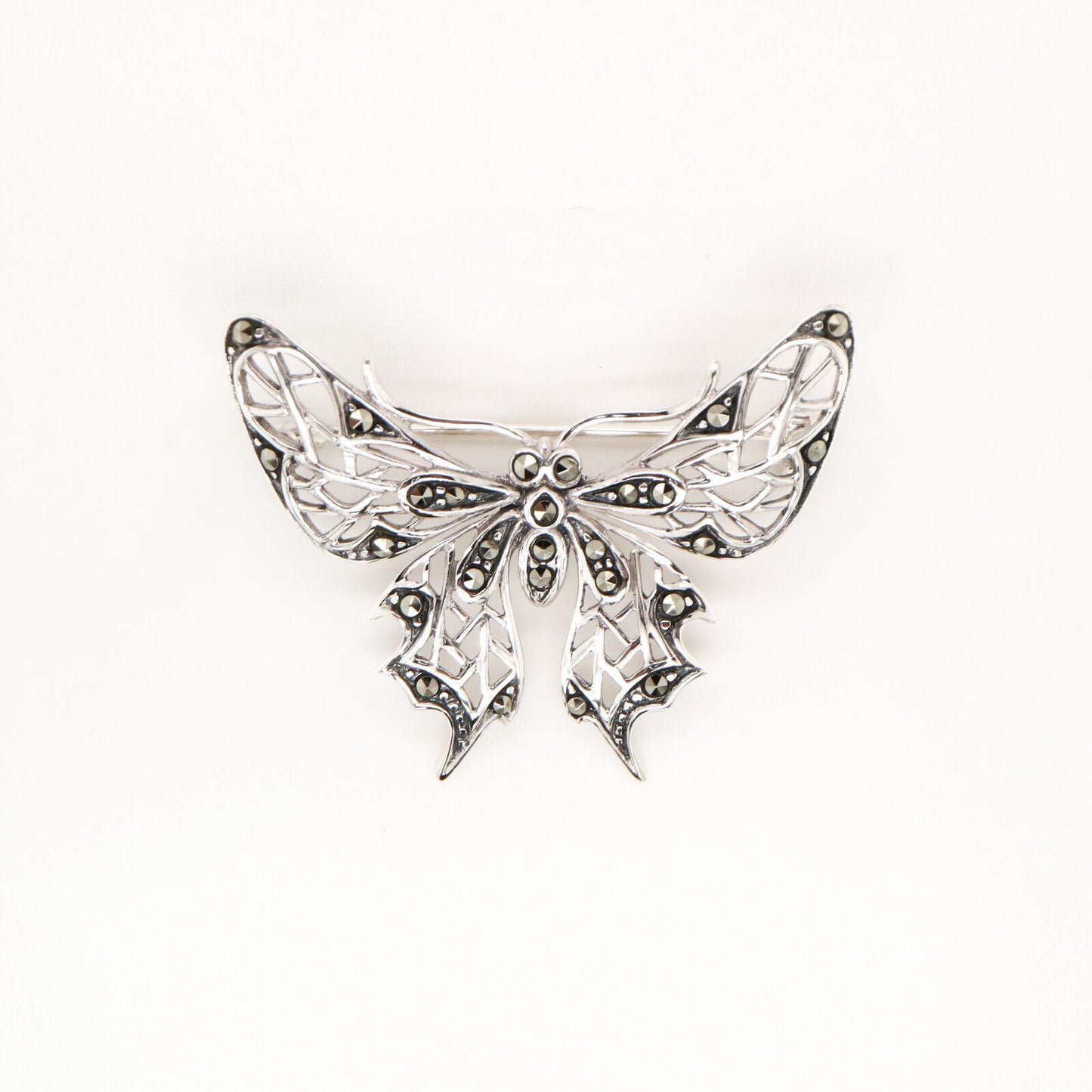 Butterfly Brooch with Marcasite in Sterling Silver