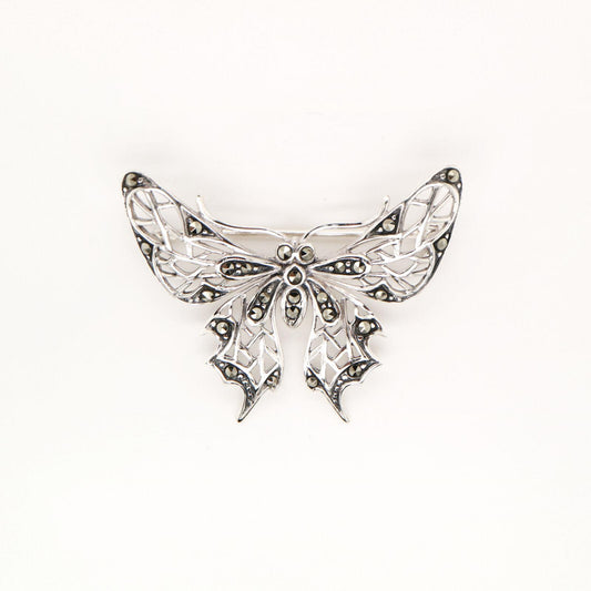 Butterfly Brooch with Marcasite in Sterling Silver