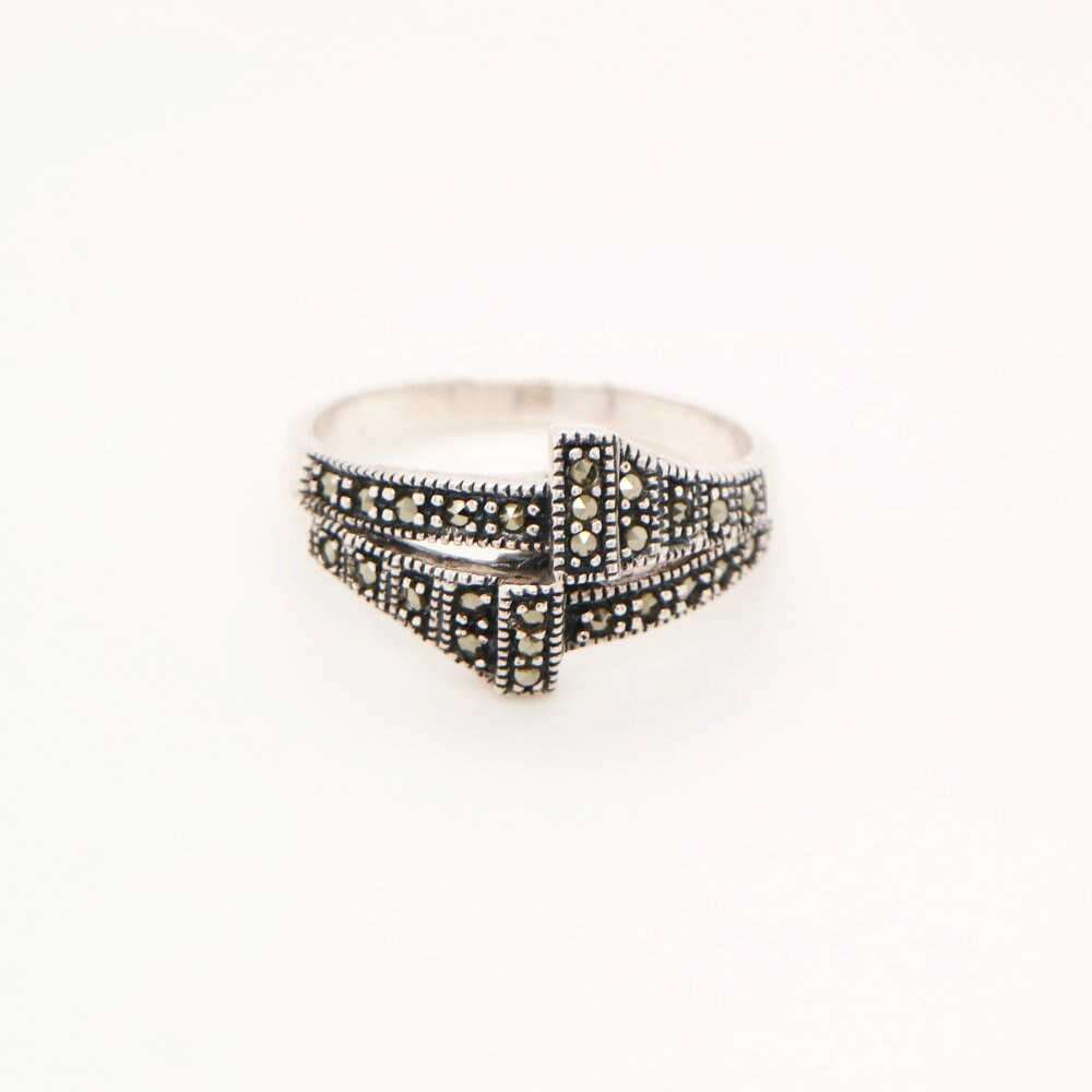 Marcasite Dual Band Ring in Silver