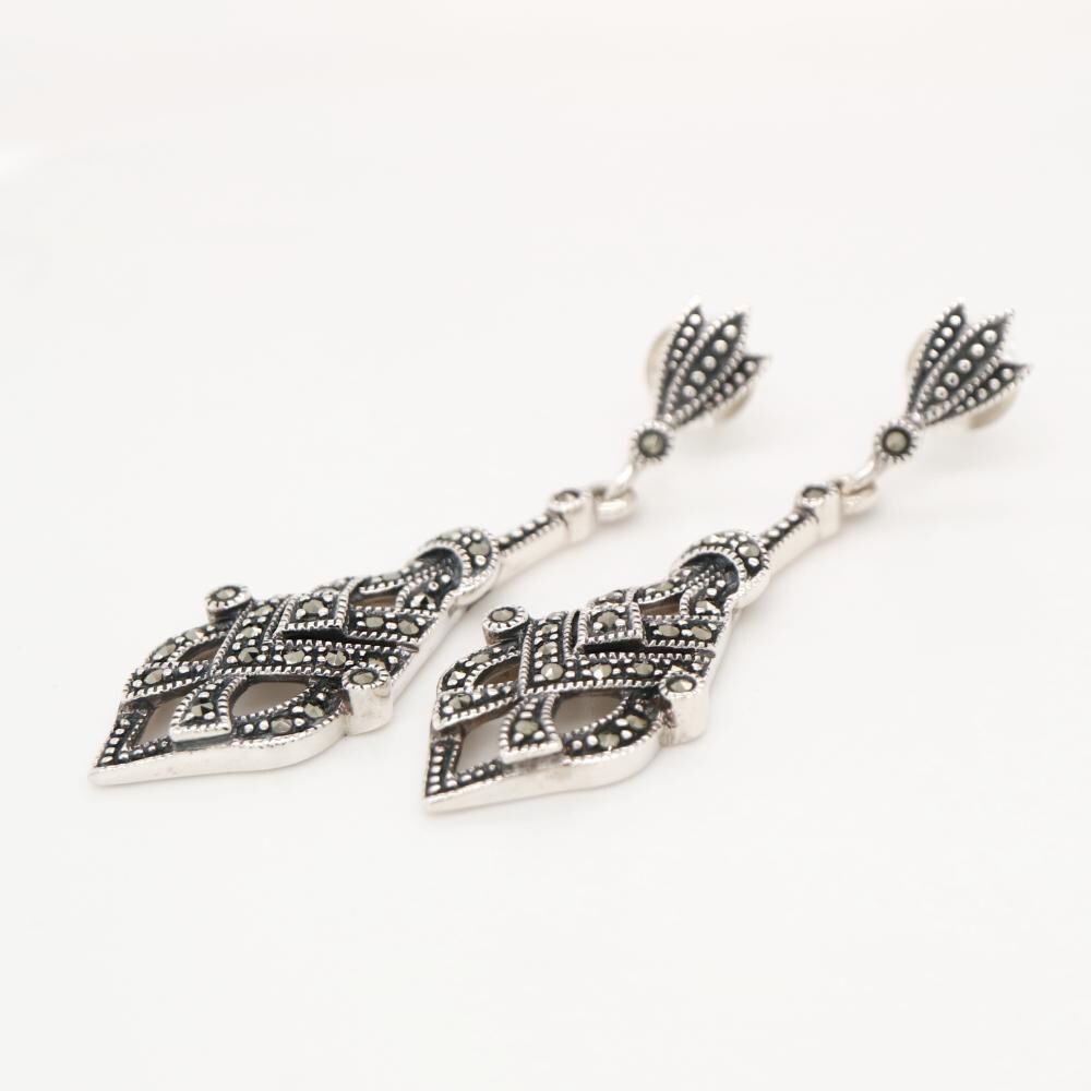 Art Deco Earrings in Marcasite and Sterling Silver
