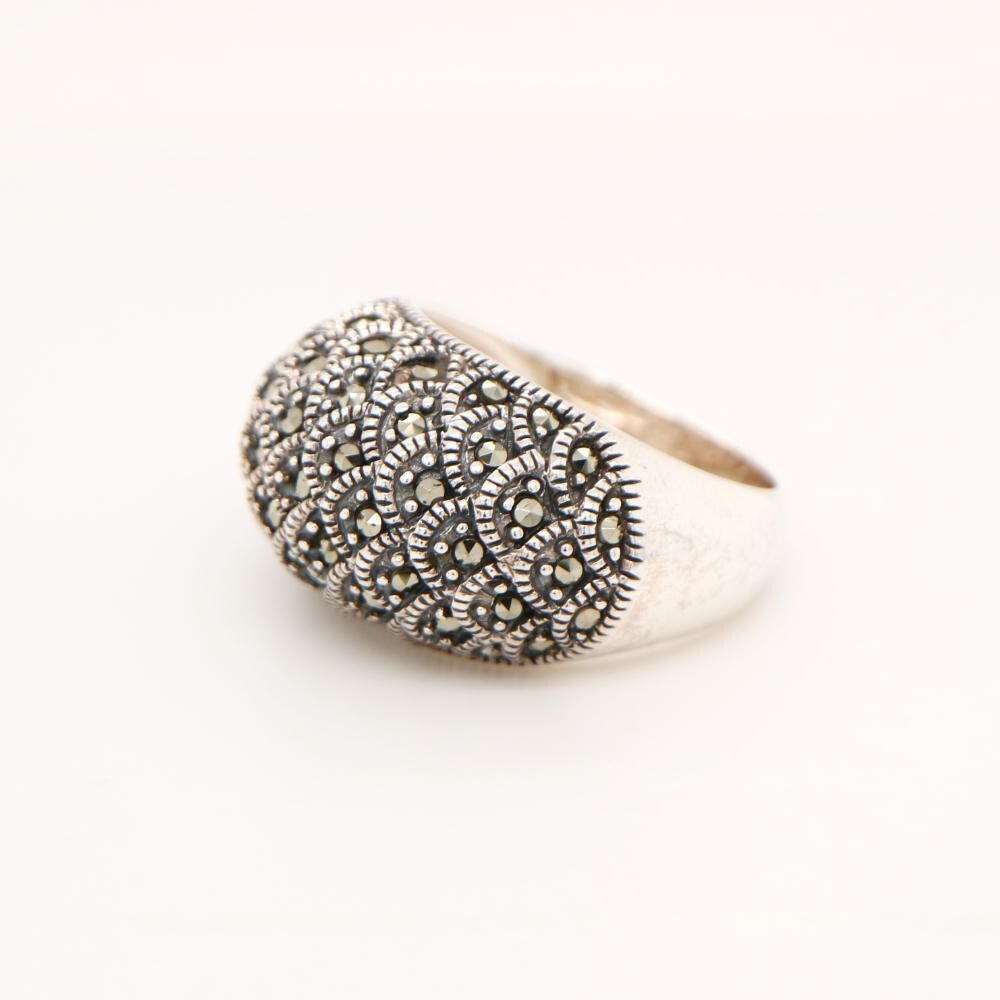 Scale pattern marcasite ring in silver, Anniversary gifts