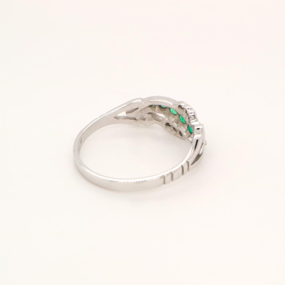 9ct White Gold, Emerald and Diamond Eternity Ring