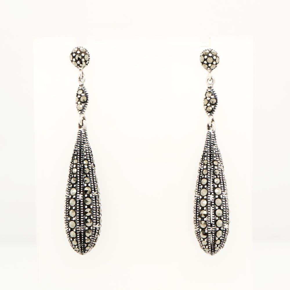 Art Deco Marcasite Earrings in Sterling Silver
