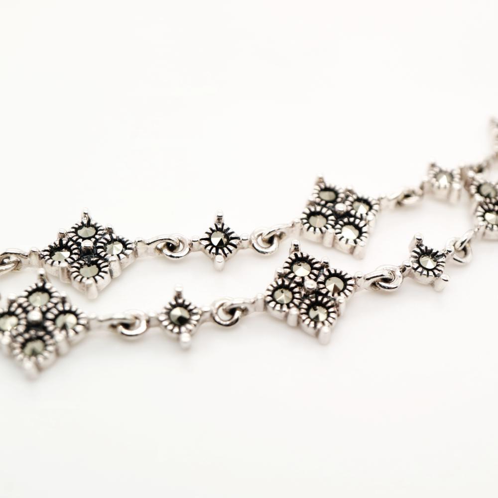 Marcasite Bracelet with Diamond Shapes in Silver