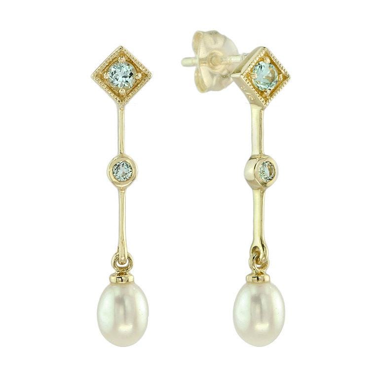 Pearl and Gemstone Dangle Earrings