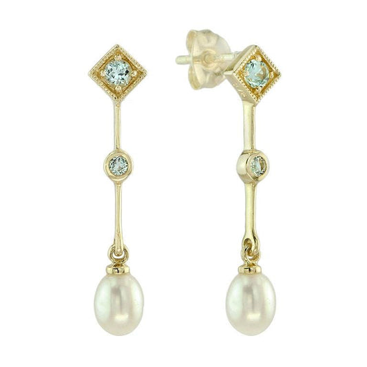 Pearl and Gemstone Dangle Earrings