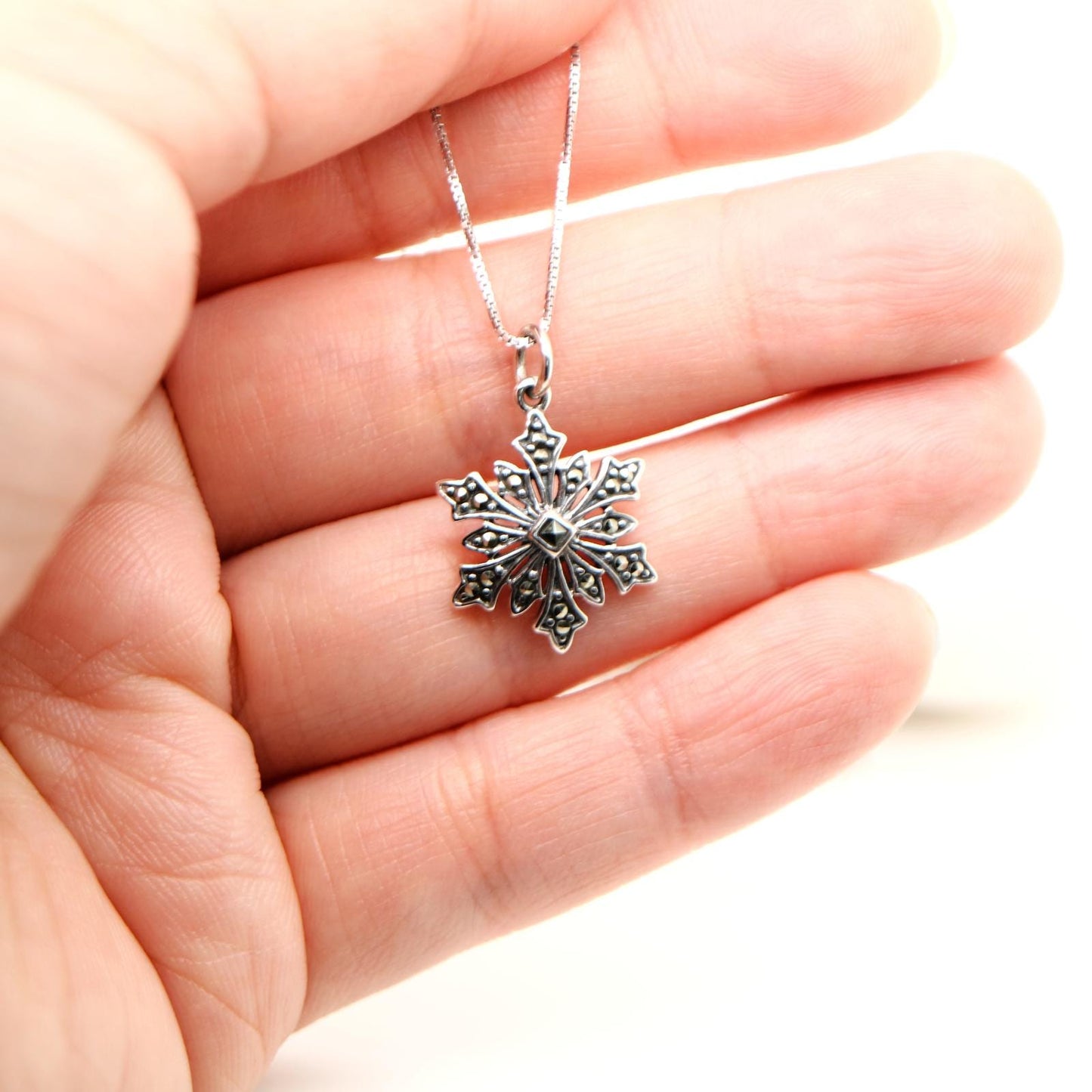 Snowflake pendent in sterling silver and Marcasite, Made for her