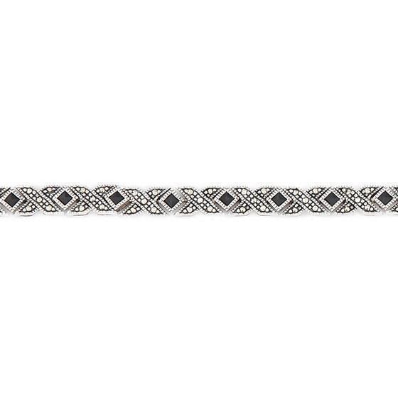 Sterling silver Art Deco Bracelet with Black Onyx Diamonds