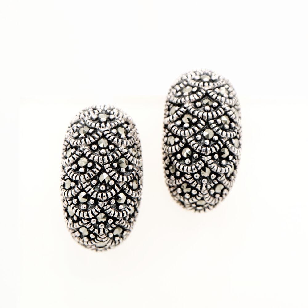 Scale Pattern Marcasite Earring in Silver