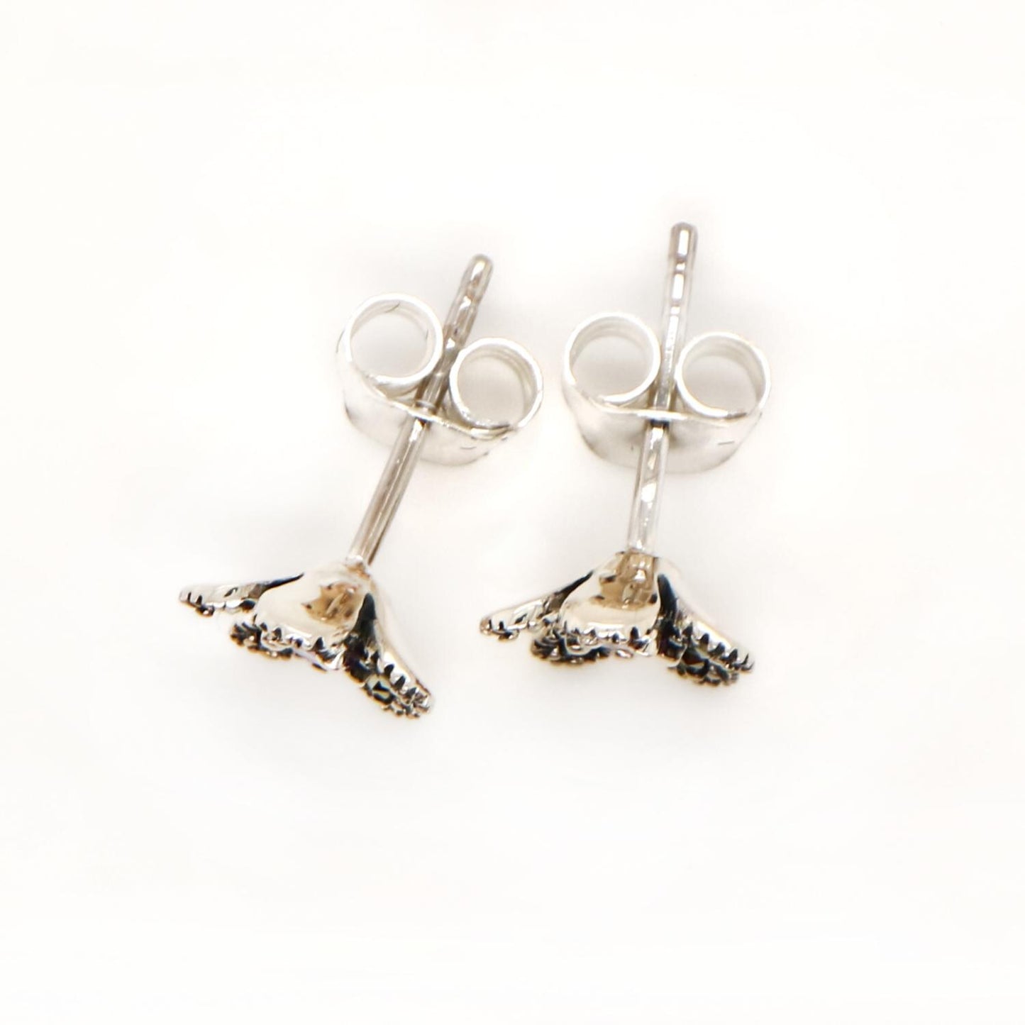 Flower Stud Earrings in Blue Topaz, Marcasite and Sterling Silver