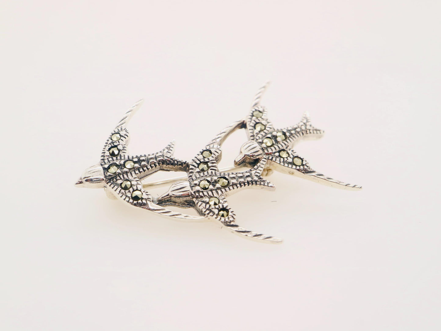 Sparrow Brooch in Marcasite and Sterling Silver
