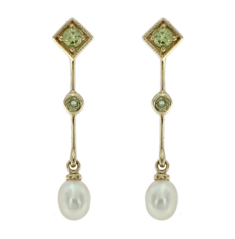 Pearl and Gemstone Dangle Earrings