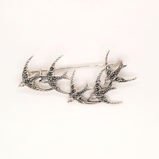 5 Sparrow Brooch in Marcasite and Sterling Silver