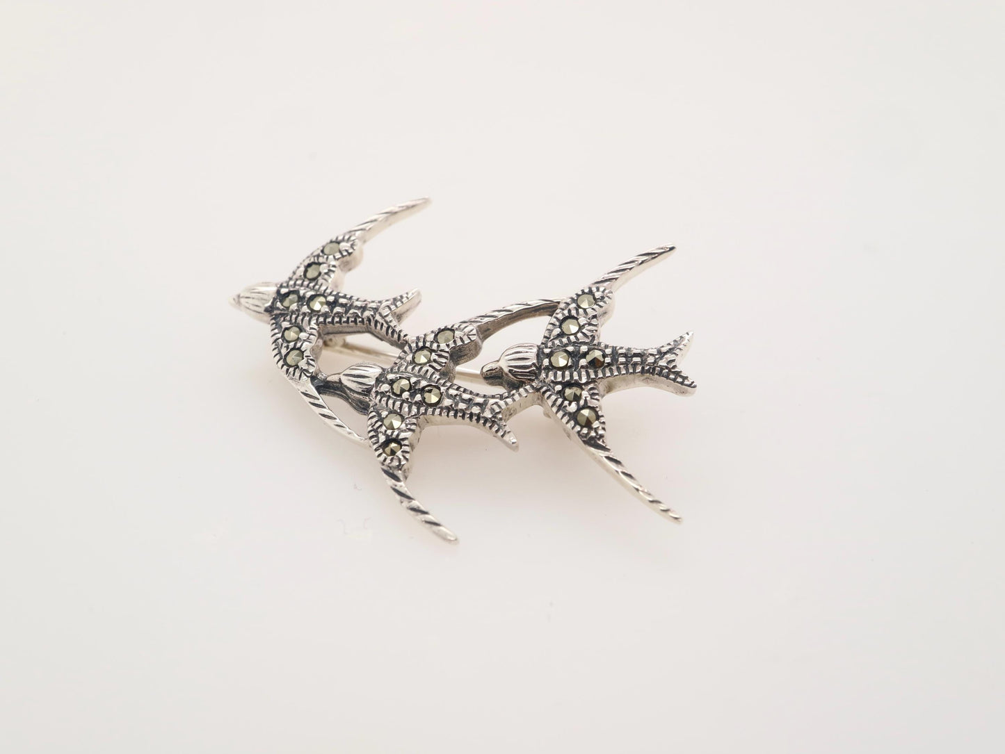 Sparrow Brooch in Marcasite and Sterling Silver