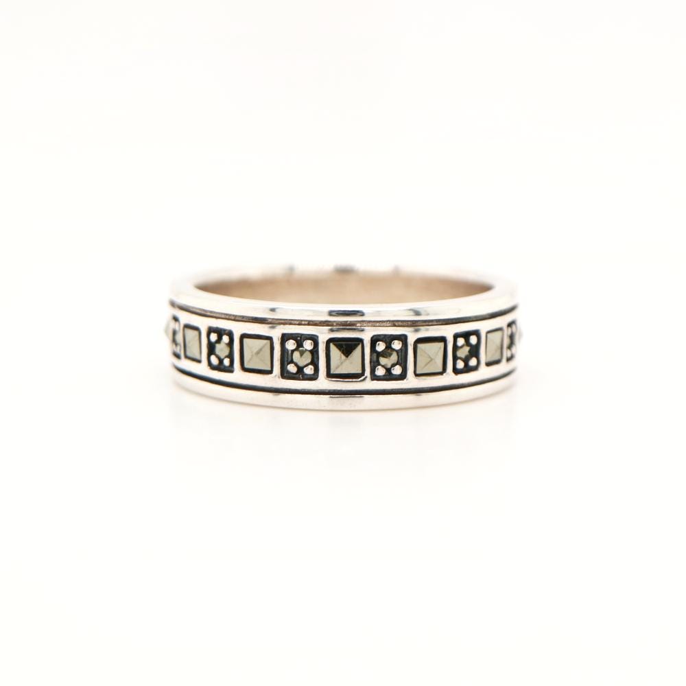 Alternating marcasite band in Silver