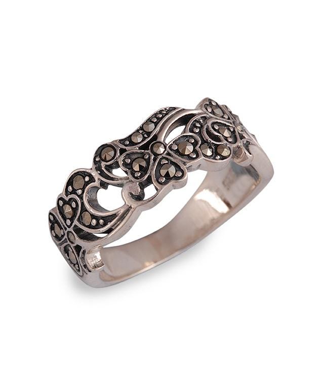 Scalloped Edged Marcasite ring in Sterling SIlver