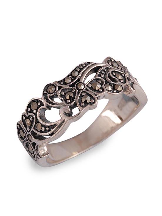 Scalloped Edged Marcasite ring in Sterling SIlver