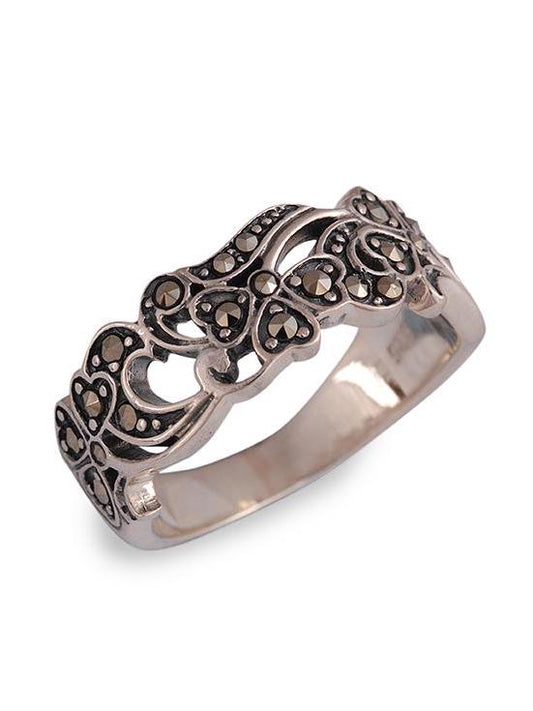 Scalloped Edged Marcasite ring in Sterling SIlver
