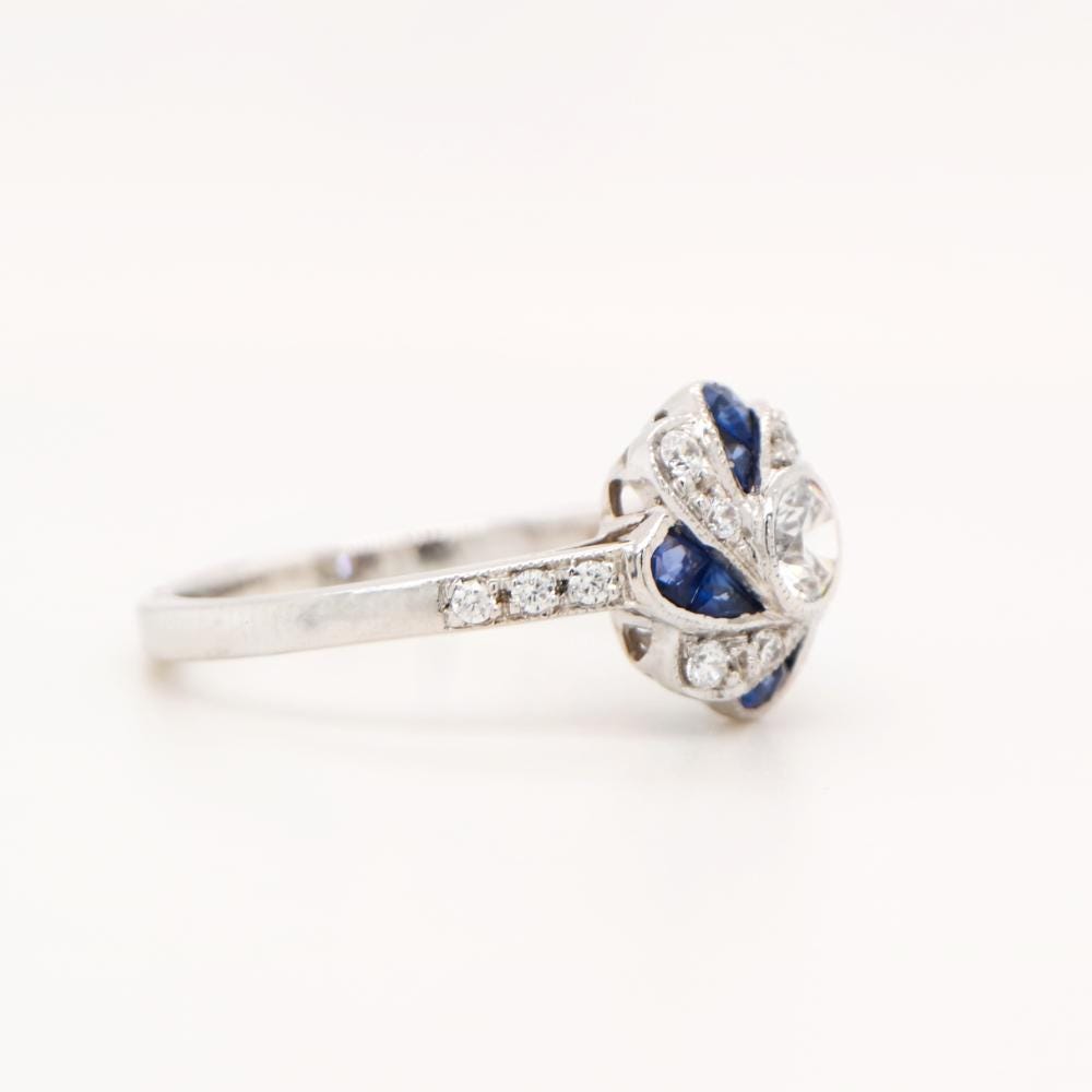 Vintage Pinwheel Sterling Silver, Sapphire and CZ