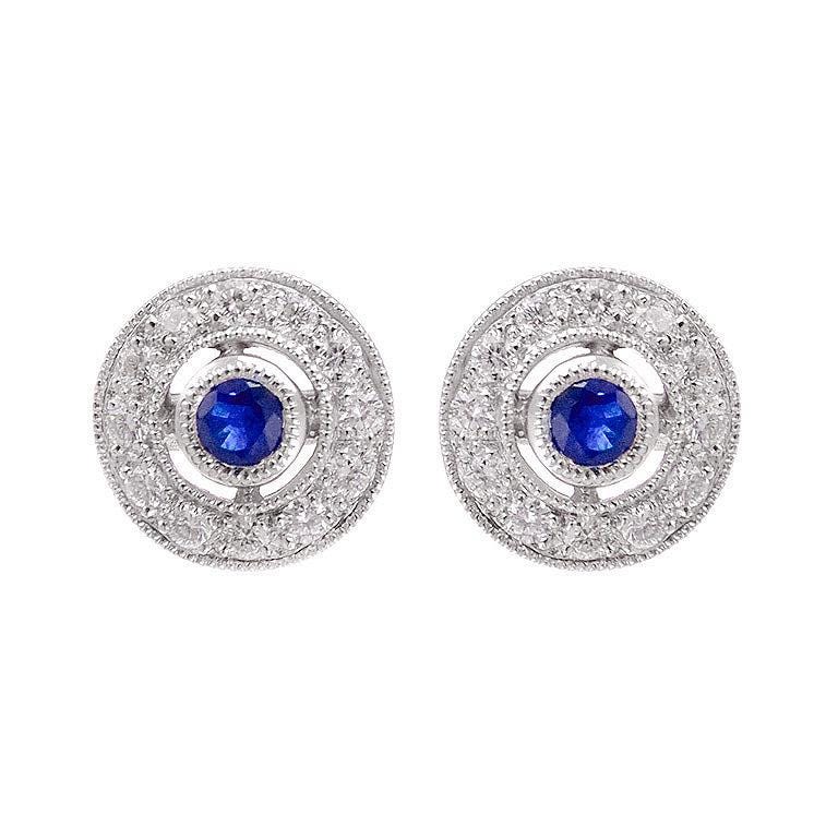 Art Deco diamond halo stud earrings, Vintage stud earrings
