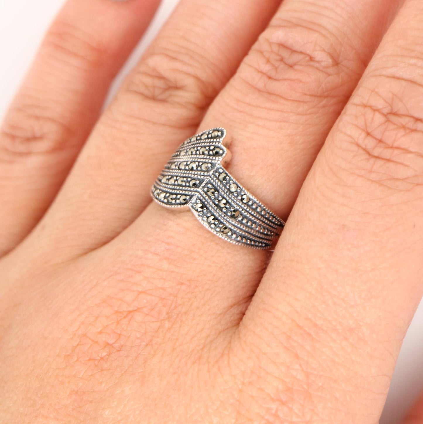 Marcasite and Silver Banded Ring