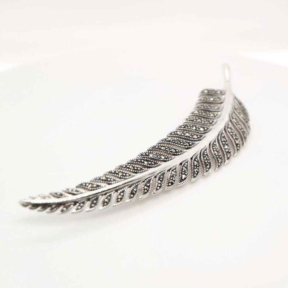 Fern leaf in Marcasite and Silver Brooch