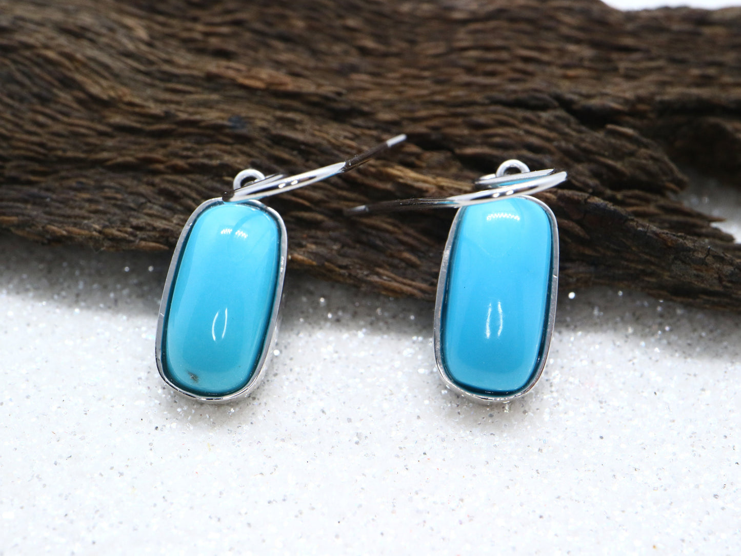 Natural Turquoise Silver Earrings,925 Sterling Silver Gemstone Earrings,Colorful Gemstone Earrings